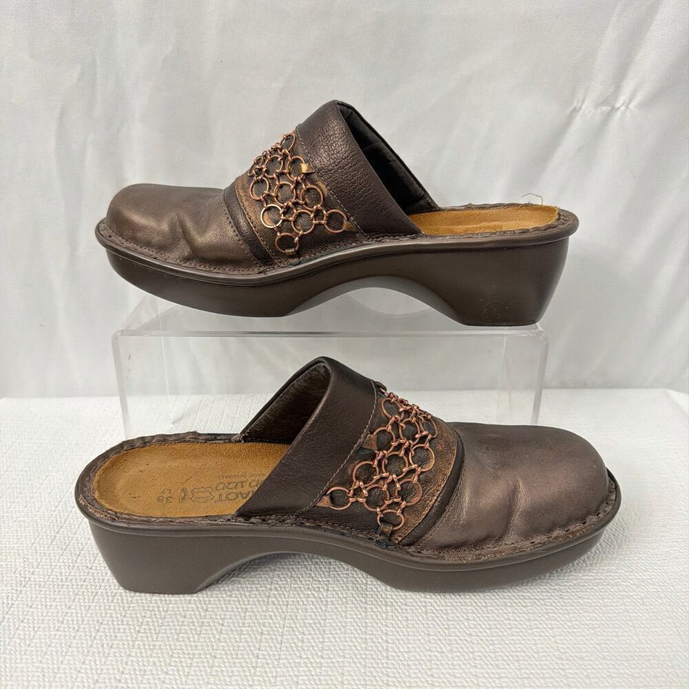 Naot Shoes Womens Size 7 Ankara Mules Copper Chain Detail Made in Israel - Picture 9 of 10